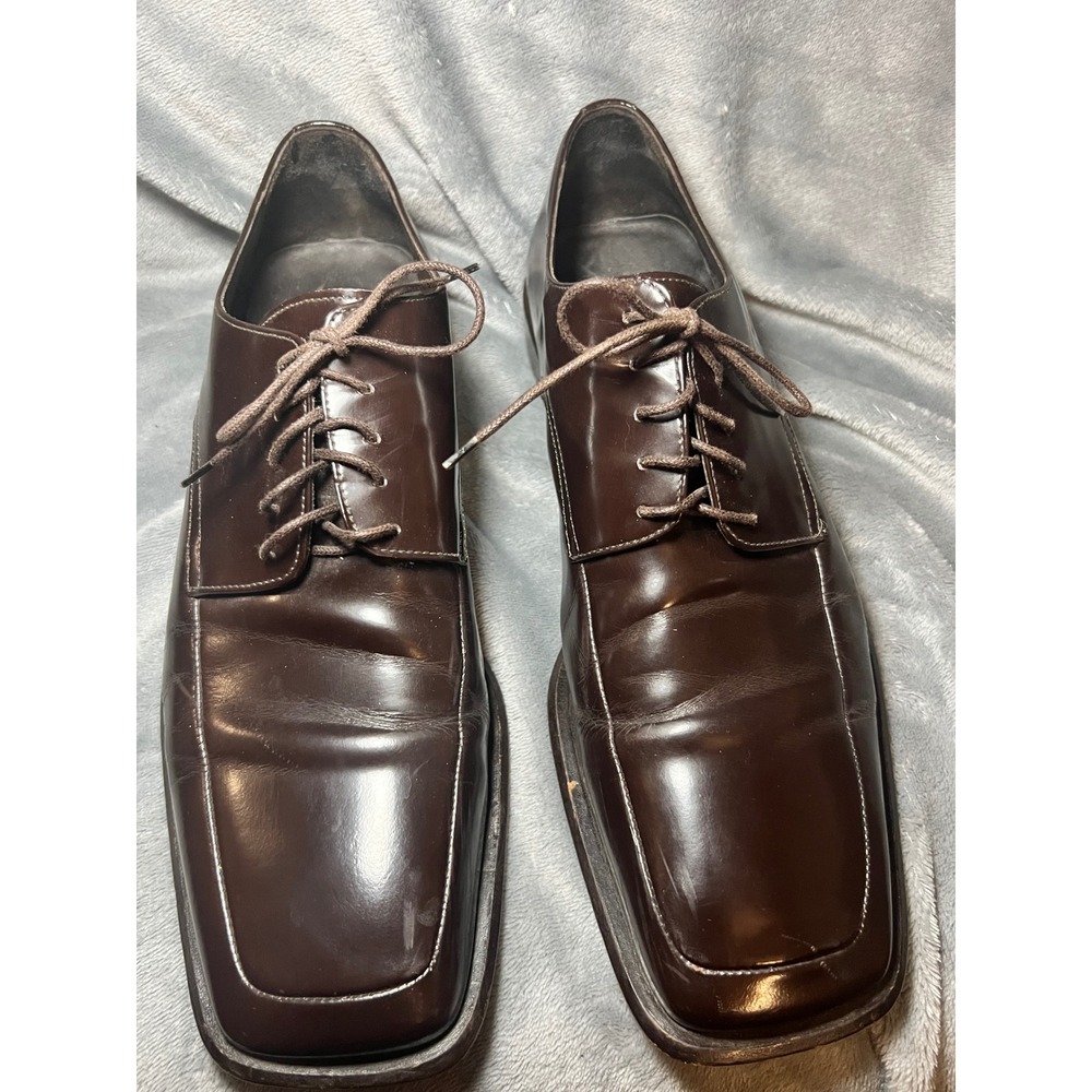 VIA SPIGA Spiga Brown‎ Leather Dress Shoes Mens Size 10 Square Toe Made in Italy